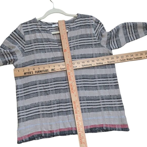 XIRENA striped gauzy flowy cotton top blouse tan black size XS - Picture 3 of 9